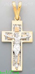 14K Gold CZ Cross Charm Pendant