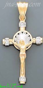 14K Gold CZ Cross Charm Pendant