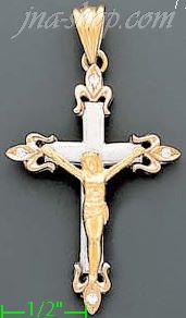 14K Gold CZ Cross Charm Pendant