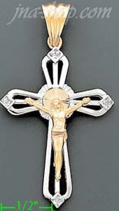 14K Gold CZ Cross Charm Pendant