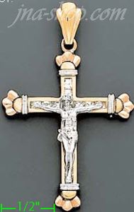 14K Gold CZ Cross Charm Pendant