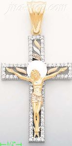 14K Gold CZ Cross Charm Pendant