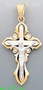 14K Gold CZ Cross Charm Pendant