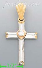 14K Gold CZ Cross Charm Pendant