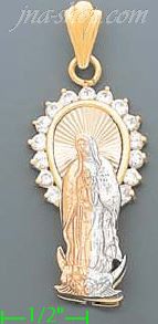 14K Gold Virgin of Guadalupe CZ Charm Pendant