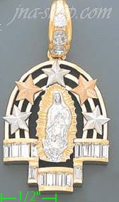 14K Gold Virgin of Guadalupe CZ Charm Pendant