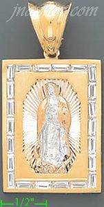 14K Gold Virgin of Guadalupe CZ Charm Pendant