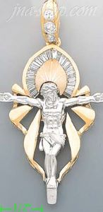 14K Gold Crucifix CZ Charm Pendant