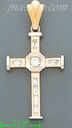 14K Gold Cross CZ Charm Pendant