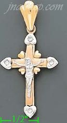 14K Gold Cross CZ Charm Pendant