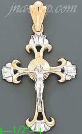 14K Gold Cross CZ Charm Pendant