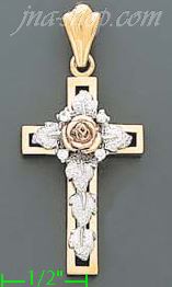 14K Gold Cross CZ Charm Pendant