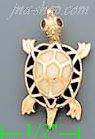 14K Gold Turtle CZ Charm Pendant