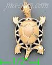 14K Gold Turtle CZ Charm Pendant