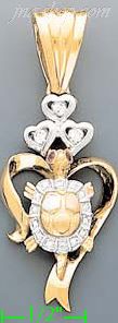 14K Gold Turtle CZ Charm Pendant