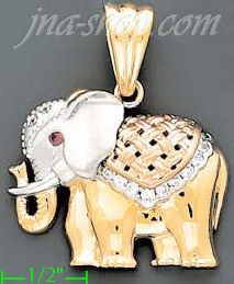 14K Gold Elephant CZ Charm Pendant