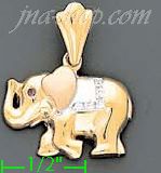 14K Gold Elephant CZ Charm Pendant
