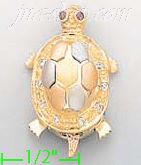14K Gold Turtle CZ Charm Pendant