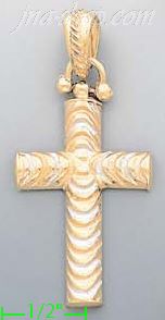 14K Gold Italian Fancy Cross Charm Pendant