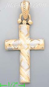 14K Gold Italian Fancy Cross Charm Pendant