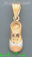 14K Gold Shoe CZ Charm Pendant