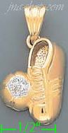 14K Gold Soccer Shoe w/Soccerball CZ Charm Pendant