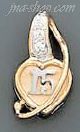 14K Gold 15 Años Heart CZ Charm Pendant