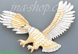 14K Gold Striking Eagle CZ Charm Pendant