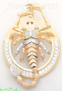 14K Gold Scorpion CZ Charm Pendant