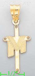 14K Gold Cross w/Shroud Religious Charm Pendant