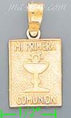 14K Gold Mi Primera Comunion Religious Charm Pendant