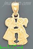 14K Gold Boy & Girl Kissing Baby Charm Pendant