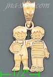 14K Gold Two Boys w/Ball Baby Charm Pendant