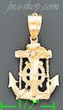 14K Gold Crucifix Cross Anchor Dia-Cut Charm Pendant