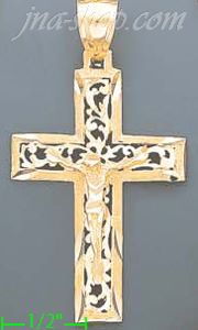 14K Gold Cross Dia-Cut Charm Pendant