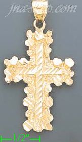 14K Gold Cross Dia-Cut Charm Pendant