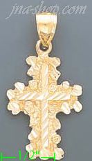 14K Gold Cross Dia-Cut Charm Pendant