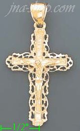 14K Gold Cross Dia-Cut Charm Pendant