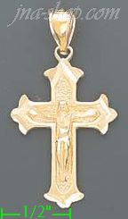 14K Gold Cross Dia-Cut Charm Pendant