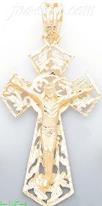 14K Gold Cross Dia-Cut Charm Pendant