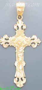 14K Gold Cross Dia-Cut Charm Pendant