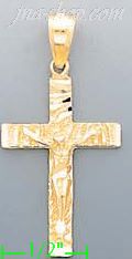 14K Gold Cross Dia-Cut Charm Pendant