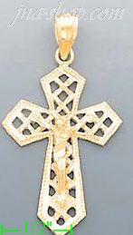 14K Gold Cross Dia-Cut Charm Pendant