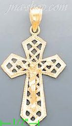 14K Gold Cross Dia-Cut Charm Pendant