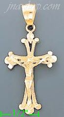 14K Gold Cross Dia-Cut Charm Pendant