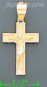 14K Gold Cross Dia-Cut Charm Pendant