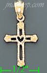 14K Gold Cross Dia-Cut Charm Pendant