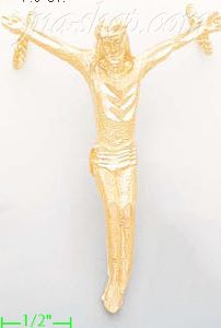 14K Gold Crucifix Dia-Cut Charm Pendant