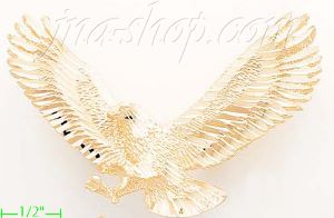 14K Gold Striking Eagle Animal Dia-Cut Charm Pendant