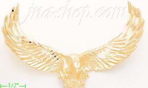 14K Gold Striking Eagle Animal Dia-Cut Charm Pendant